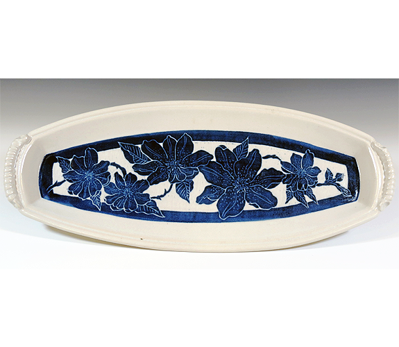 Blue Clematis Platter/Tray by Richard & Susan Roth